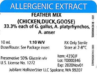 Feather Mix, 10 mL 1:10 w/v Vial Label