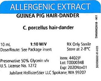 Guinea Pig Hair-Dander, 10 mL 1:10 w/v Vial Label