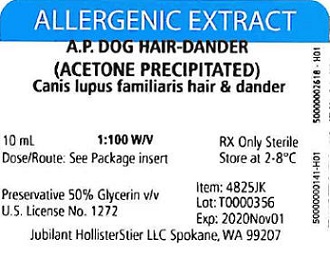 AP Dog Hair-Dander, 10 mL 1:100 w/v Vial Label