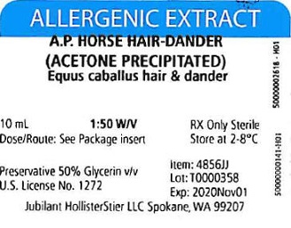 AP Horse Hair-Dander, 10 mL 1:50 w/v Vial Label