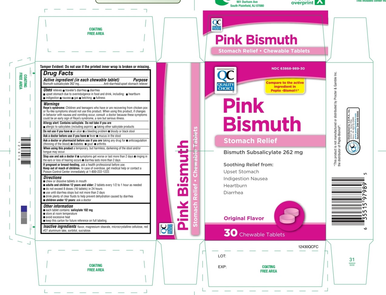 Quality Choice Pink Bismuth 30 Chewable Tablets