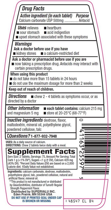 Antacid Tablets Back Label