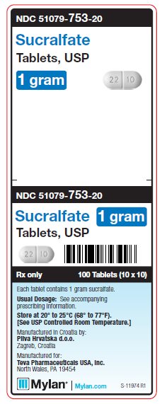 Sucralfate 1 gram Tablets Unit Carton Label