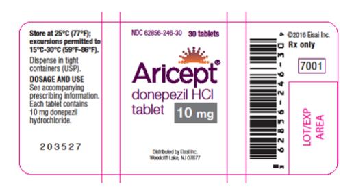 NDC: <a href=/NDC/62856-246-30>62856-246-30</a>

ARICEPT® 10
(donepezil HCl tablets)

10 mg
30 Tablets
