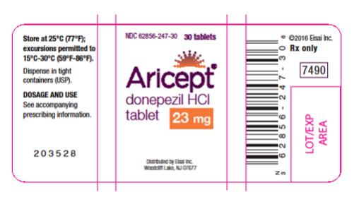 NDC: <a href=/NDC/62856-247-30>62856-247-30</a>

Aricept®
donepezil HCl

23 mg
30 tablets

