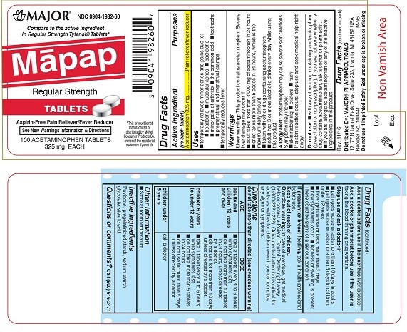 Major 1982 - APAP 325 mg Tabs