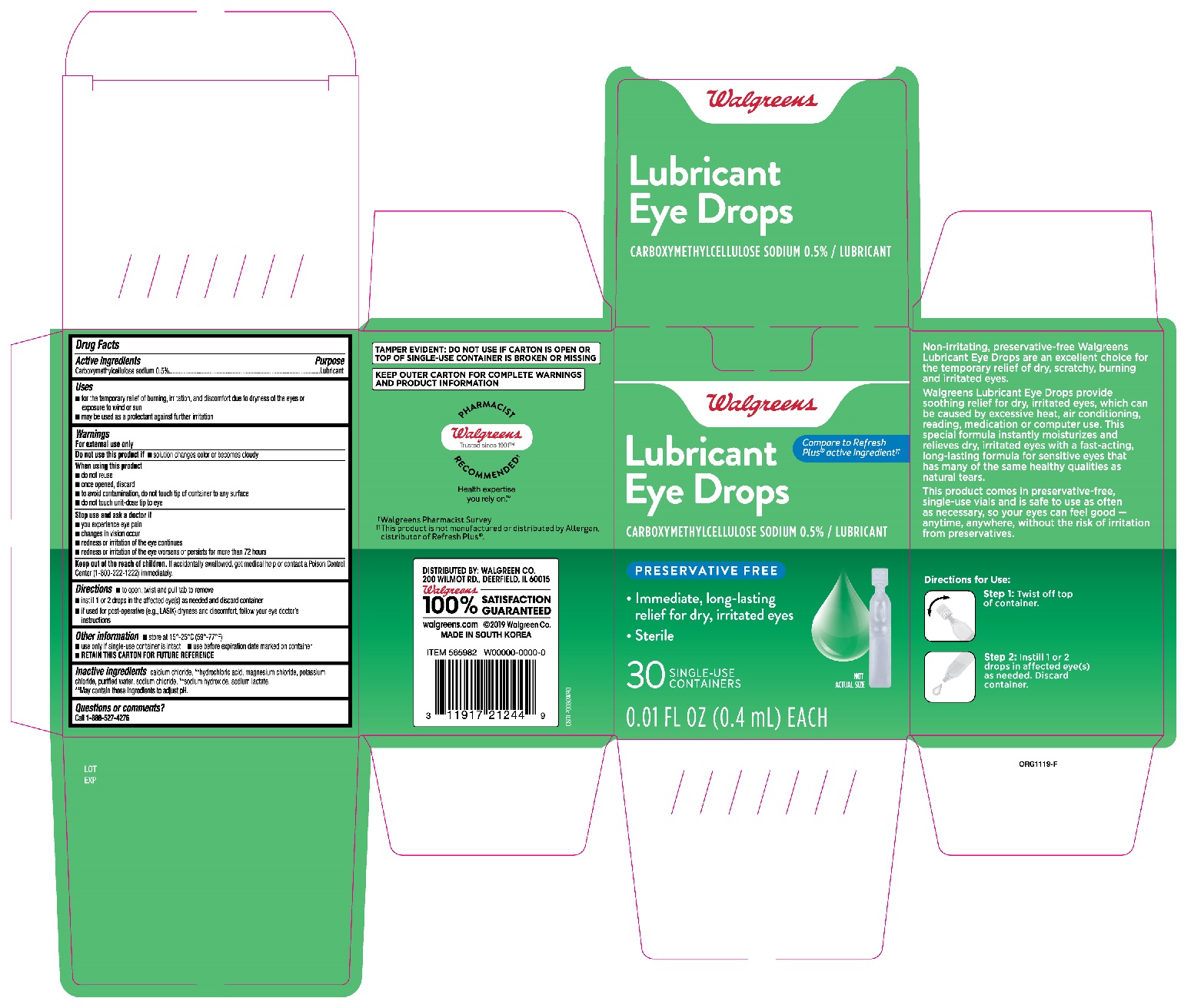 Walgreens Lubricant Eye Drops Preservative Free 30ct