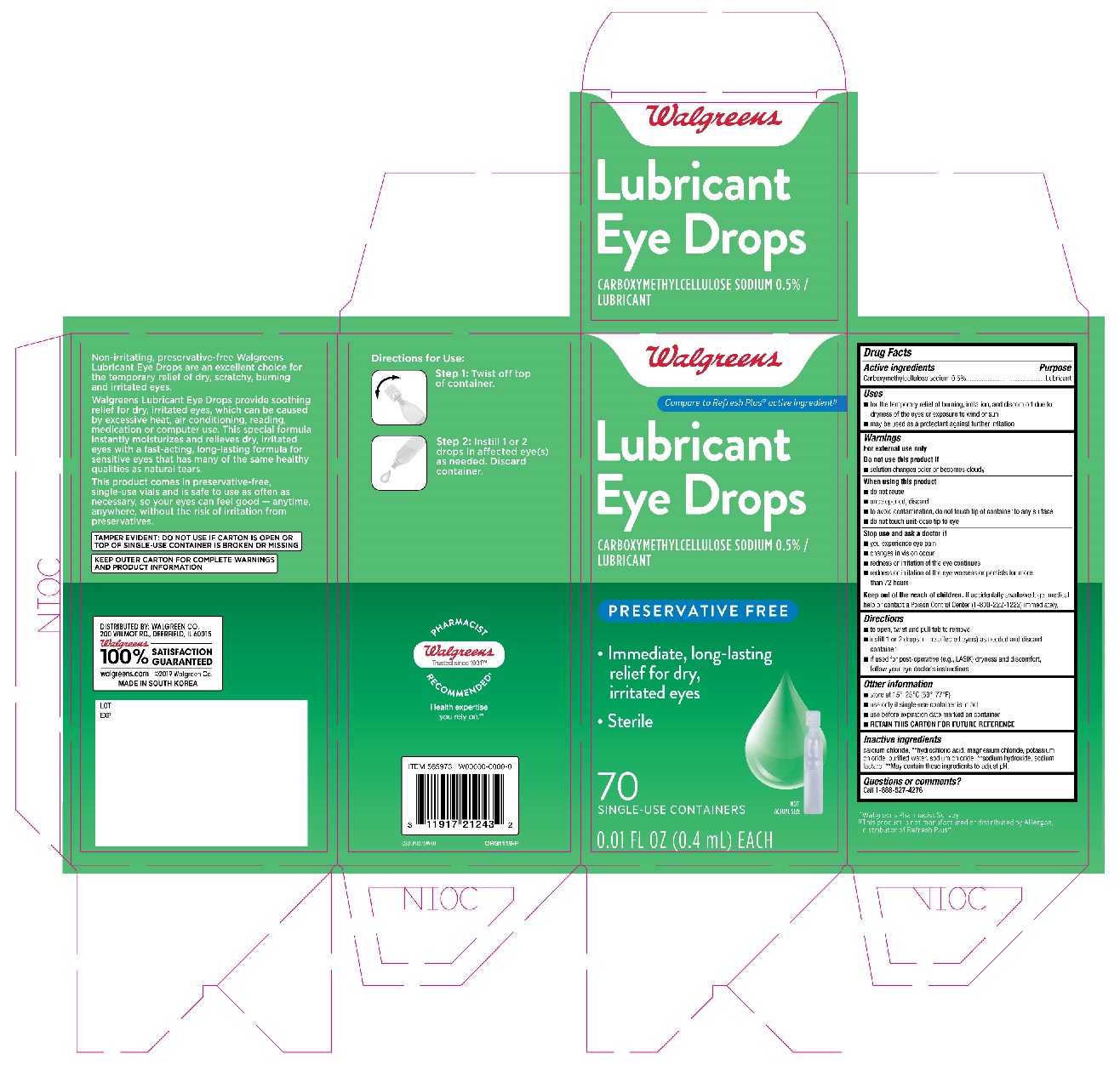 Walgreens Lubricant Eye Drops Preservative Free 70ct