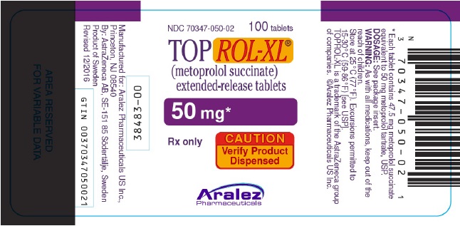 TOPROL XL 50 mg 100 tablet bottle label