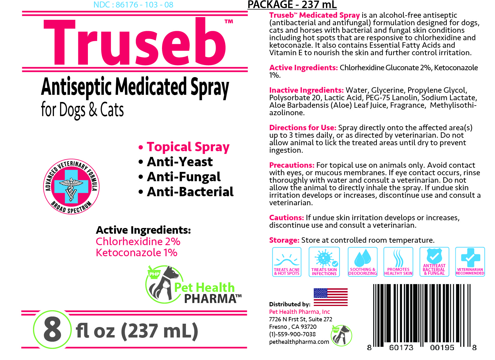 Truseb Antiseptic Medicated Spray 8oz