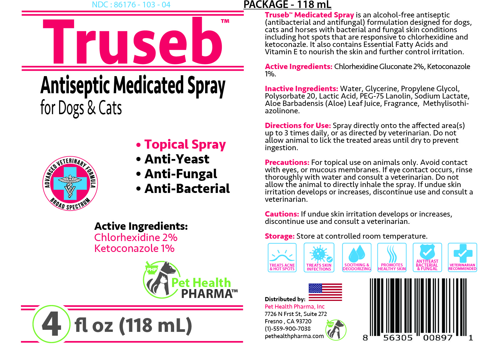Truseb Antiseptic Medicated Spray 4oz