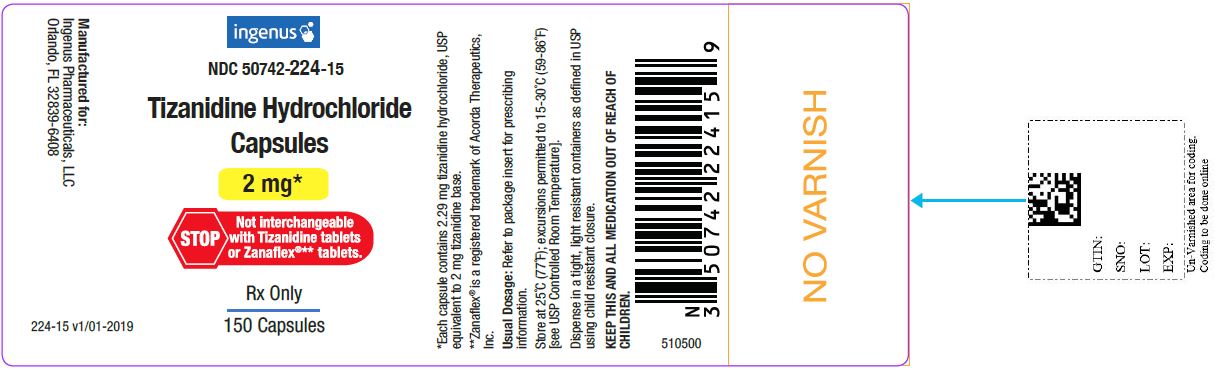 Tizanidine Hydrochloride Capsules 2 mg Bottle Label