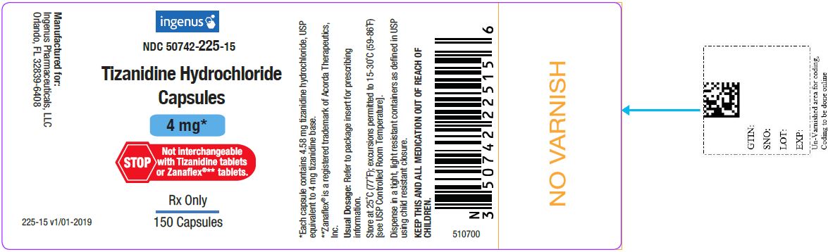Tizanidine Hydrochloride Capsules 4 mg Bottle Label