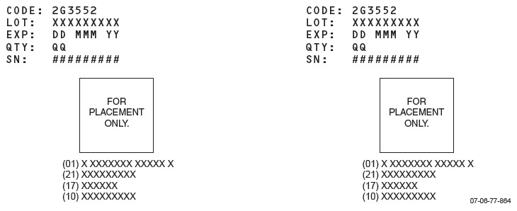 2G3552 Carton Label representing product identifier