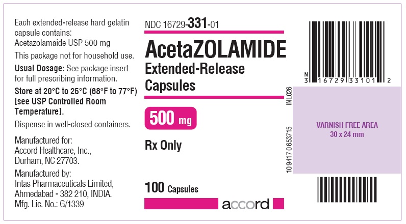 Acetazolamide Extended-Release Capsules 500 mg 100 Capsules Label
