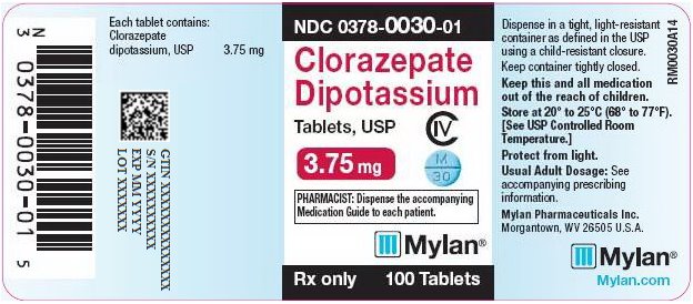 Clorazepate Dipotassium Tablets, USP 3.75 mg Bottle Label