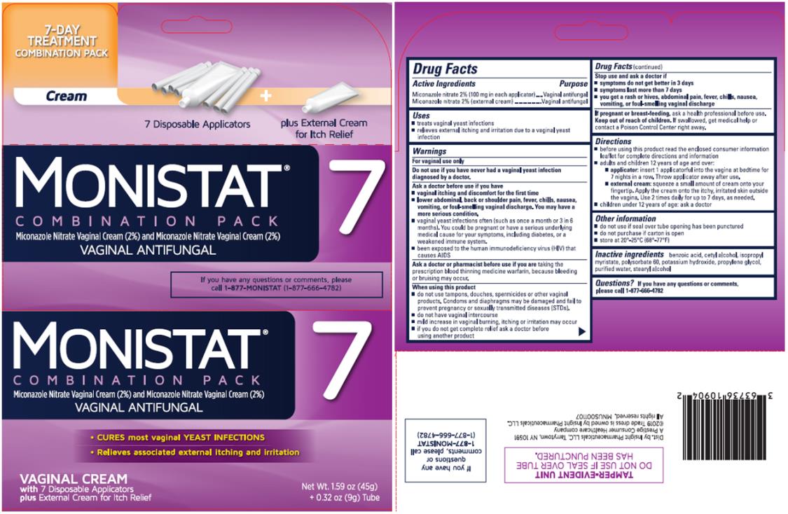 PRINCIPAL DISPLAY PANEL - Kit Carton

MONISTAT® 7 
COMBINATION PACK
Miconazole Nitrate Vaginal Cream (2%) and Miconazole Nitrate Cream (2%)
VAGINAL ANTIFUNGAL

VAGINAL CREAM 
with 7 Disposable Applicators 			Net Wt. 1.59 oz. (45g)
plus External Cream for Itch Relief			    + 0.32 oz. (9g) tube
