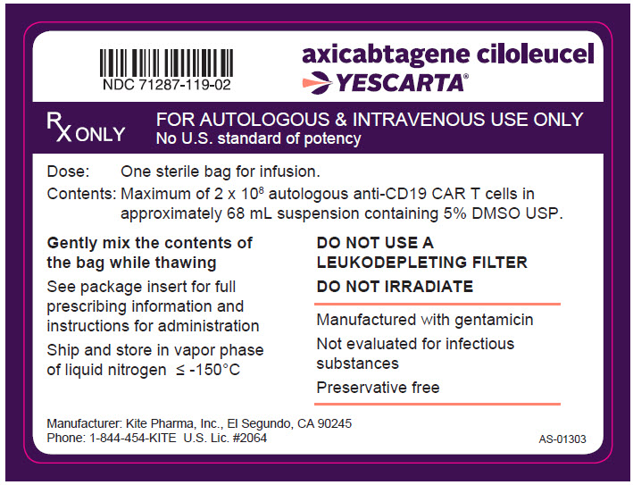 Yescarta (axicabtagene ciloleucel) cassette label