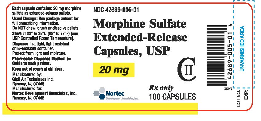 Morphine Sulfate Extended Release Capsules 20 mg Bottle Label x 100 capsules NDC: <a href=/NDC/46987-322-11>46987-322-11</a>