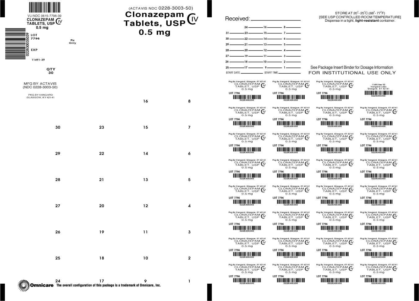 Clonazepam Tablets, USP 0.5mg