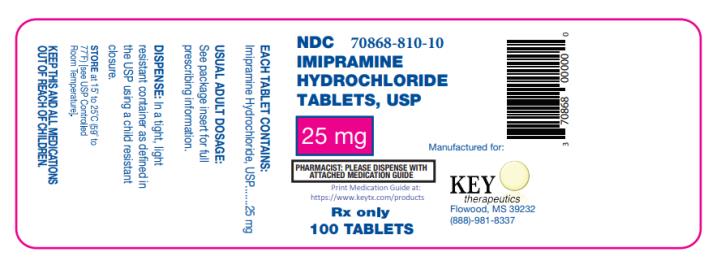 NDC: <a href=/NDC/70868-810-10>70868-810-10</a>
IMIPRAMINE
HYDROCHLORIDE
TABLETS, USP
25 mg
Rx only 
100 TABLETS
