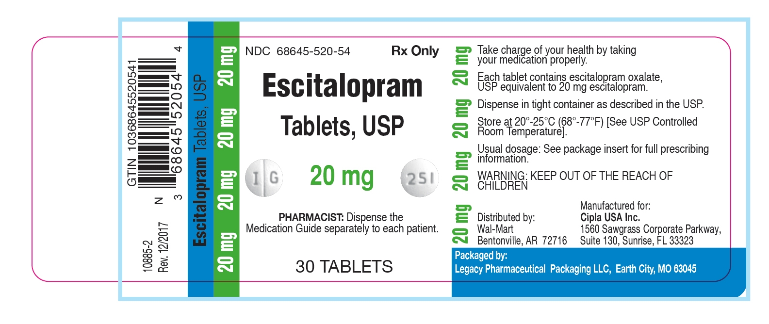 Escitalopram Tablets, USP 20mg