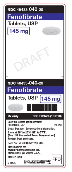 Fenofibrate Tablets, USP 145 mg Unit Carton Label