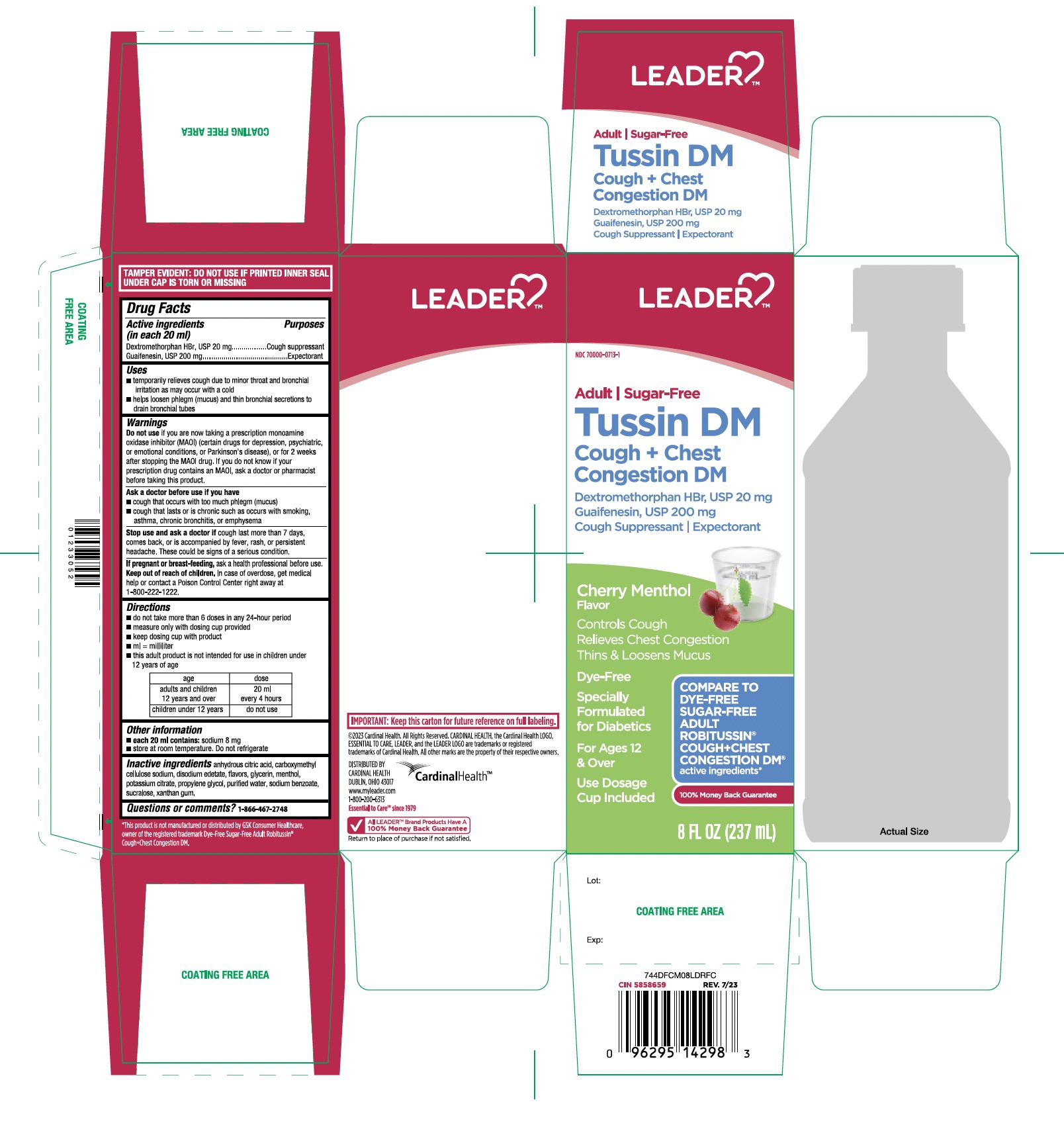 LEADER Dye-Free Adult Cough+Chest Congestion DM 237 ml