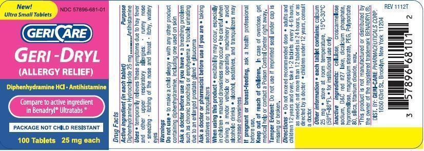 Geri-dryl allergy relief label