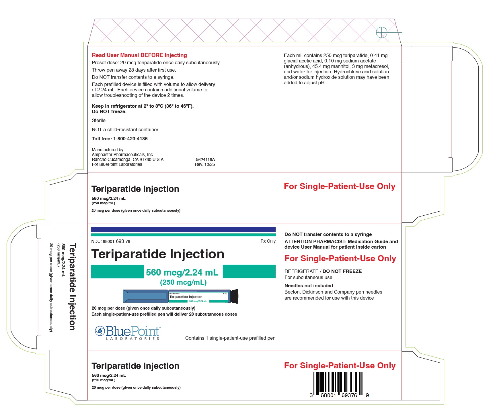 Teriparatide Injection Carton 10-25
