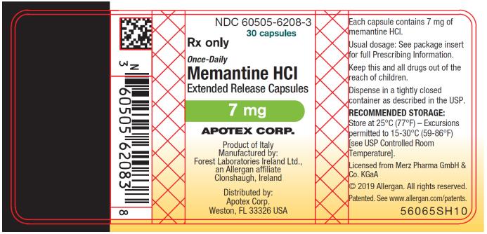 PRINCIPAL DISPLAY PANEL
NDC: <a href=/NDC/60505-6208-3>60505-6208-3</a>
30 capsules
Rx Only
Once-Daily
Memantine HCI 
Extended Release Capsules
7 mg
