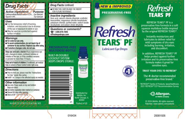 PRINCIPAL DISPLAY PANEL
NDC: <a href=/NDC/0023-3110-10>0023-3110-10</a>
NEW & IMPROVED
PRESERVATIVE-FREE
Refresh
Tears® PF
Lubricating Eye Drops
