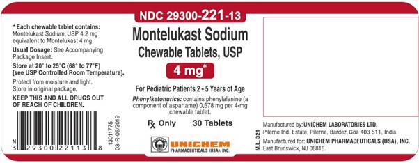 Montelukast Sodium Chewable Tablets, USP 4 mg