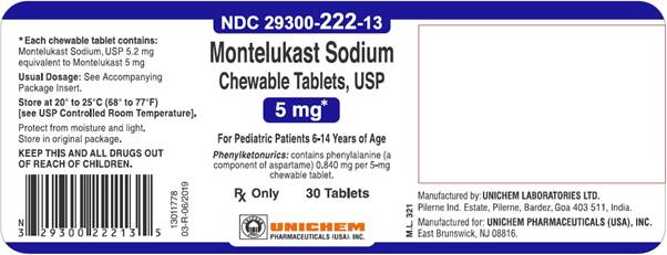 Montelukast Sodium Chewable Tablets, USP 5 mg