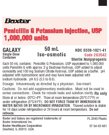 Penicillin G Potassium Representative Container Label  NDC: <a href=/NDC/0338-1021-41>0338-1021-41</a>