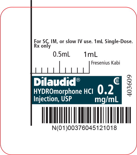 PACKAGE LABEL - PRINCIPAL DISPLAY - Dilaudid 1mL Single-Dose Syringe Label
