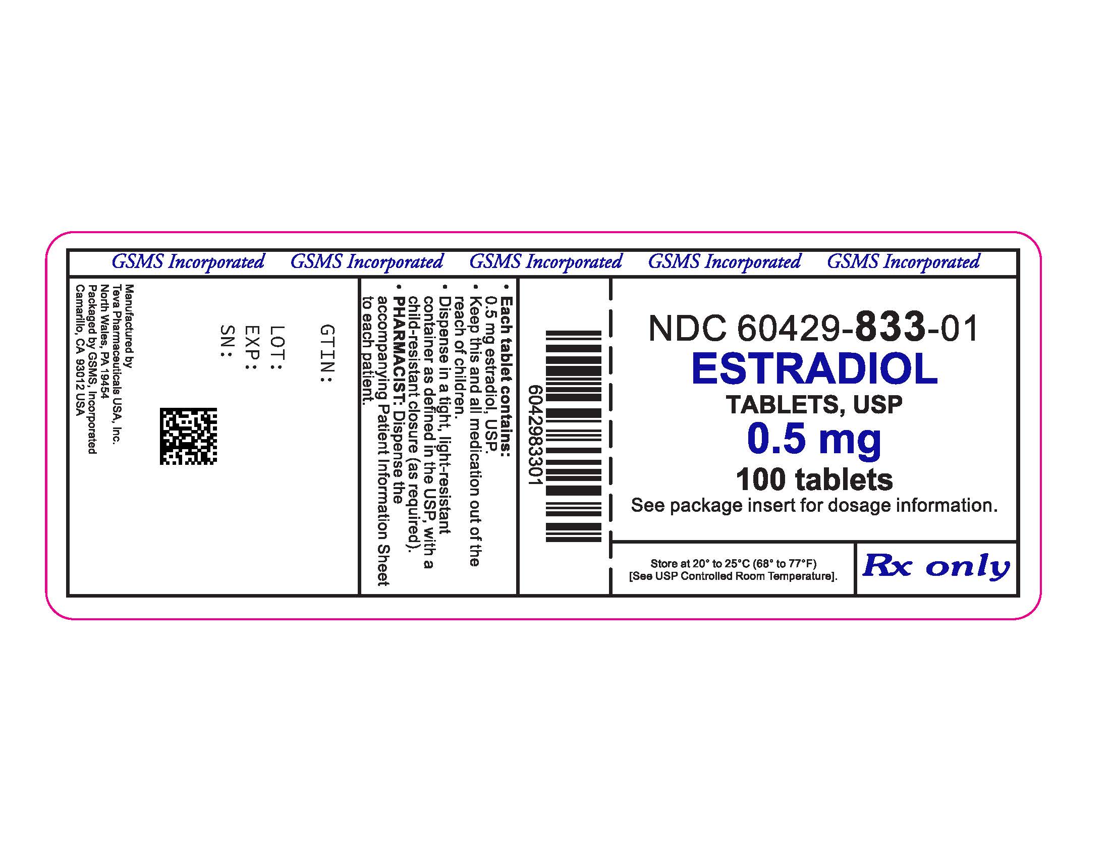 Estradiol by Golden State Medical Supply, Inc. ESTRADIOL tablet