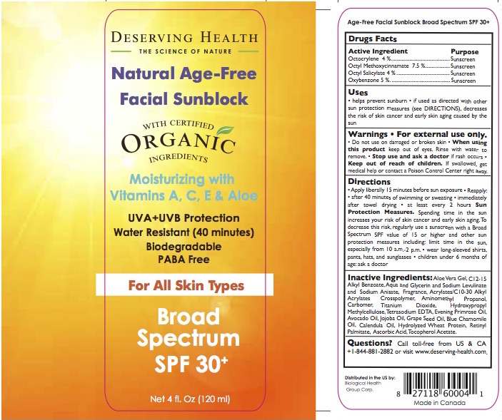 DH Natural Age-free facial sunblock SPF 30 