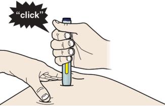 H  Firmly push the autoinjector down onto skin until it stops moving.