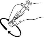 4.	Slide the plunger into the flange end of the syringe.  