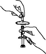 9.	Pick up the syringe from your flat work surface.  Hold the barrel of the syringe with one hand, and pull the needle cover straight off.  To avoid damaging the needle, do not twist or bend the needle cover while you are removing it.  Do not touch the needle or allow it to touch any surface.  Do not touch or bump the plunger.  Doing so could cause the liquid to leak out.