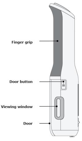 When your injection is finished, you will hear a motor noise for a few seconds. When finished, the door will automatically open.  Do not block the door with your hand.