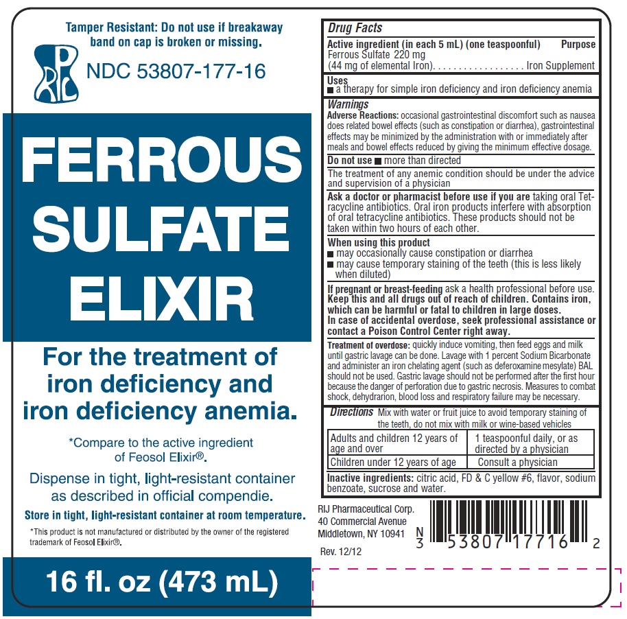 FERROUS SULFATE by Rij Pharmaceutical Corporation FERROUS SULFATE elixir