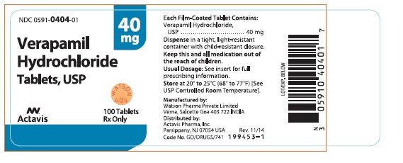 Verapamil Hydrochloride Tablets, USP 40 mg