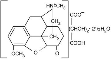 This is an image of the structural formula for hydrocodone bitartrate.