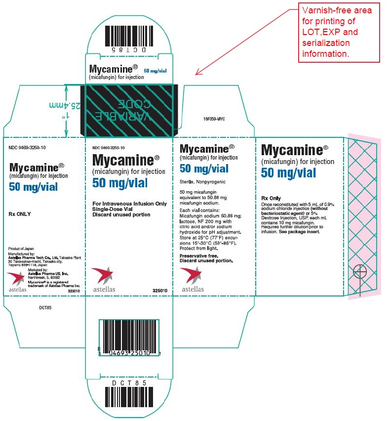 Mycamine (micafungin) for injection 50 mg/vial carton label