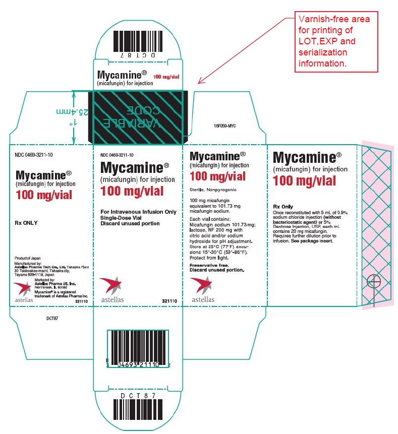 Mycamine (micafungin) for injection 100 mg/vial carton label