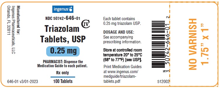 0.25 mg 100 Tablets - Label