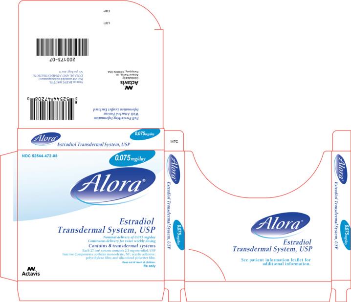 PRINCIPAL DISPLAY PANEL
Alora® Estradiol Transdermal System, USP
NDC: <a href=/NDC/52544-472-08>52544-472-08</a>
Carton of 8 systems 0.075 mg/day
