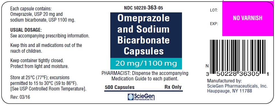 Omeprazole and Sodium Bicarbonate Capsules 20 mg/1100 mg-500 Capsules Label